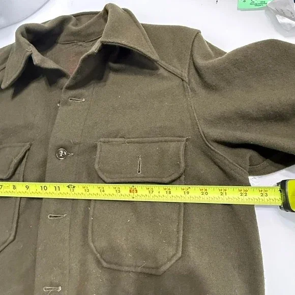 Vintage Olive Wool Field Jacket1950s Military WorkwearBoxy Utility Coat